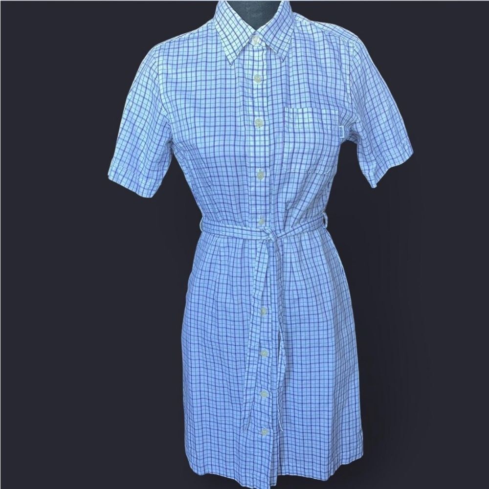 McGregor White And Purple Plaid Shirt Dress Size M